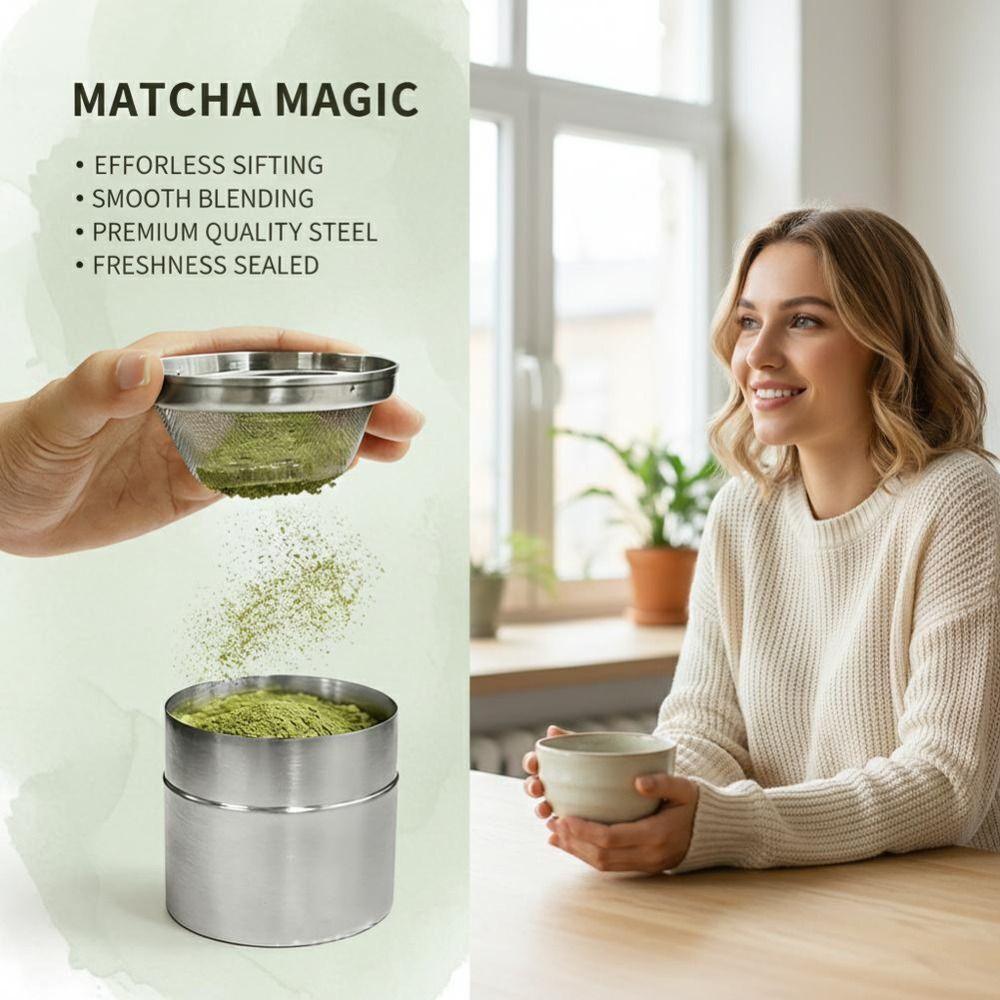 304 Stainless Steel Matcha Powder Jar Airtight Powder Container Durable Storage Canister Home Use