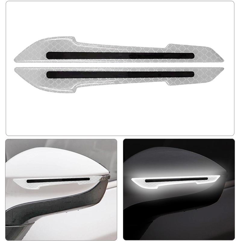 2Pcs/pack Door Bumper Strip Reflective Car Mirrors Anti Scratch Protection Stickers Car Rearview Mirror Warning Stickers