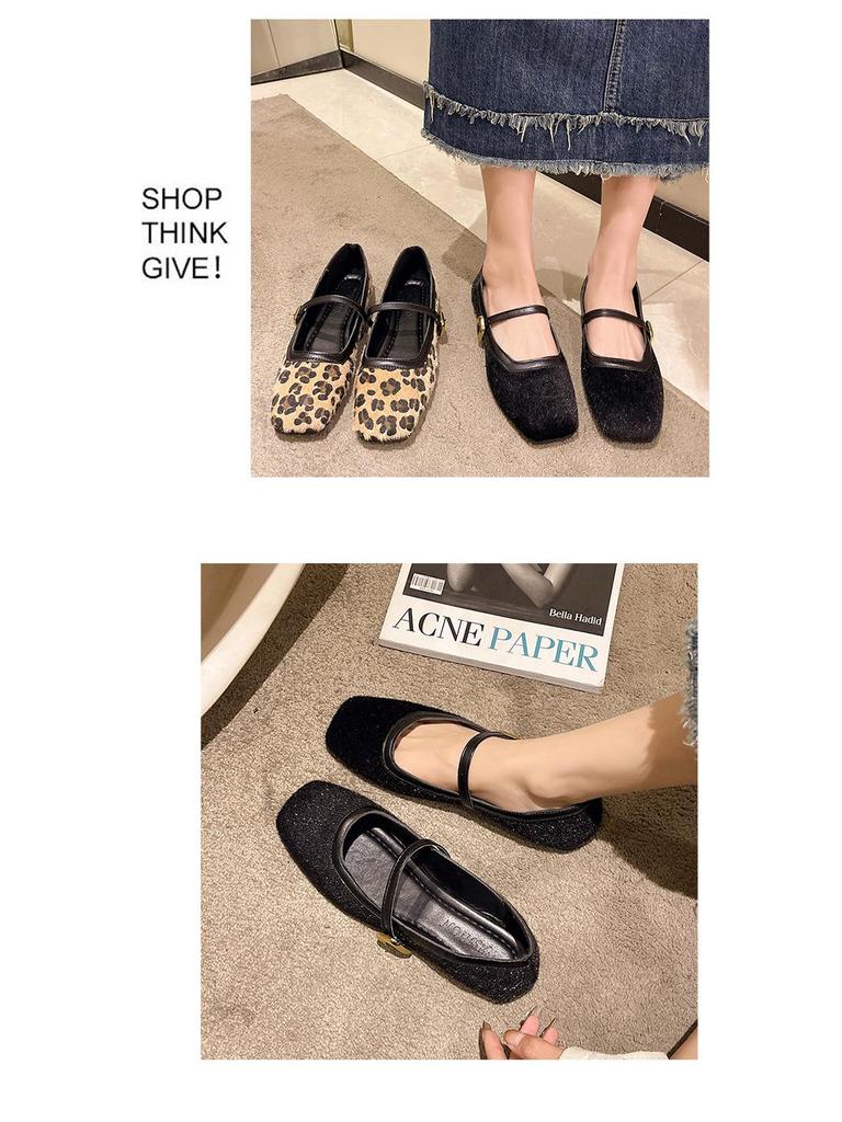 Spring 2025 Women's Flat Suede Mary Jane Moccasins with Soft Sole