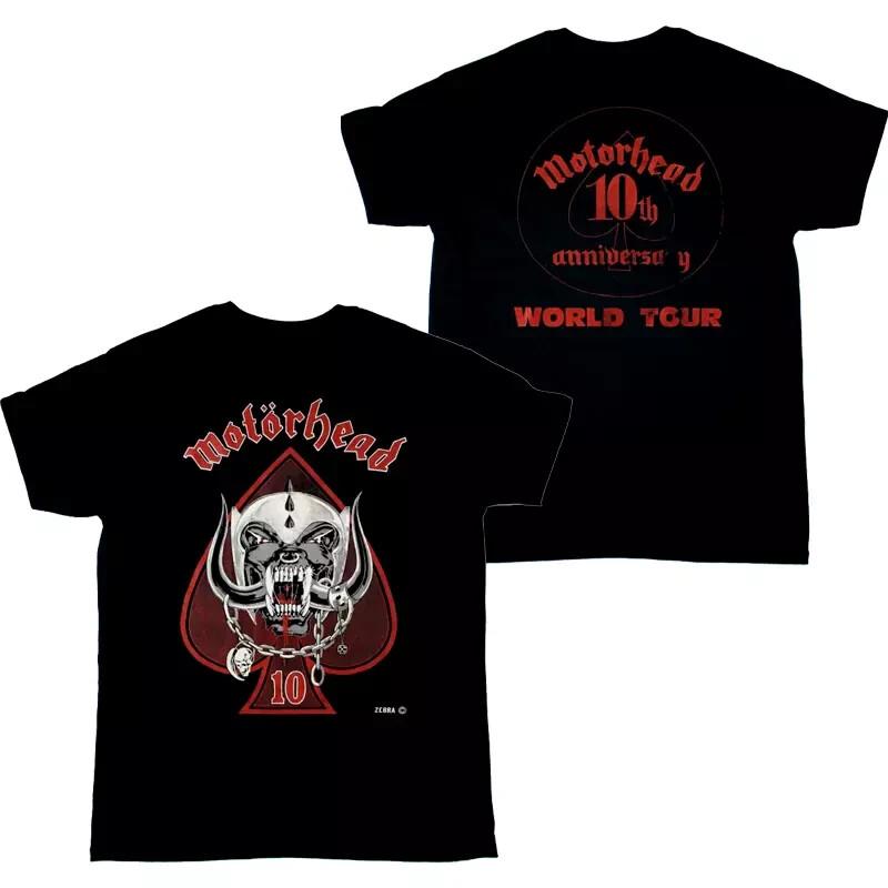 Motorhead Anniversary Tour 10th S-4XL 1985 Fullsize T-Shirt Tops Tees Men's Women's Black World 1986