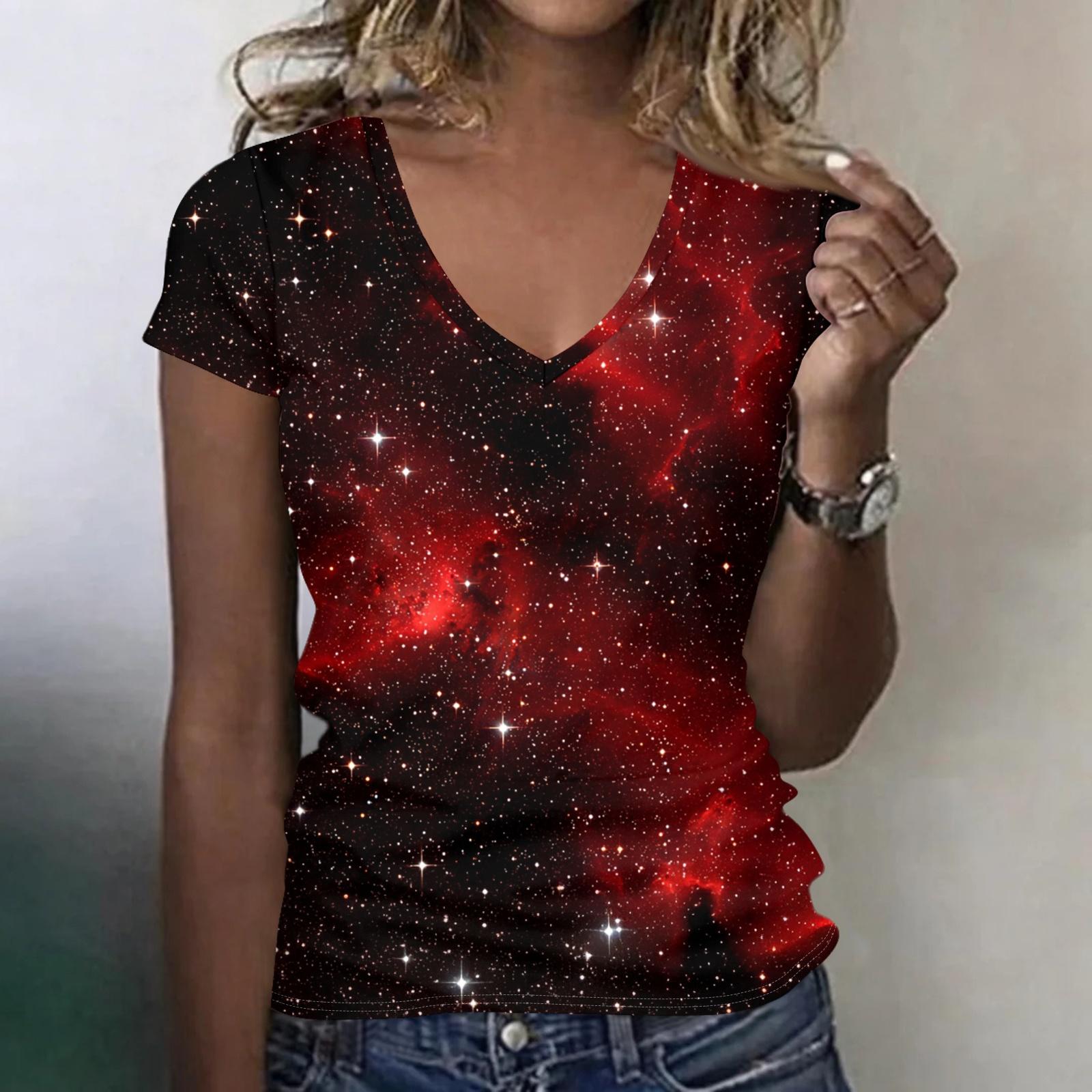 Women s V-Neck Blouse with Halloween Print Lightweight Top for Spring Summer XL