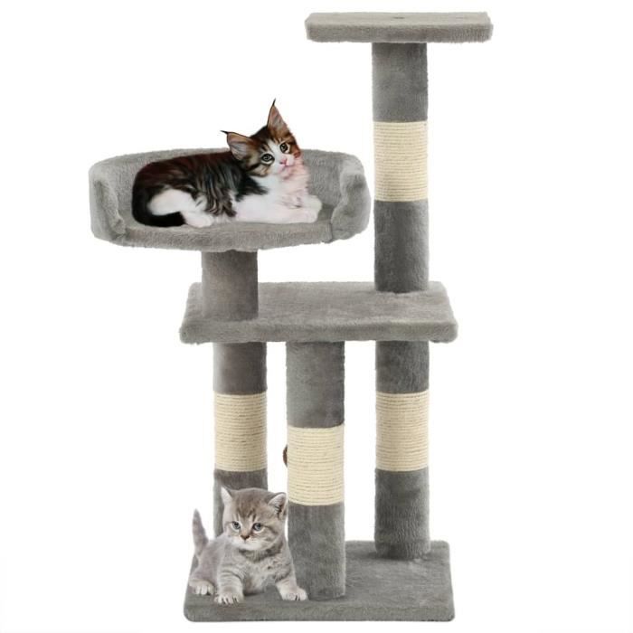 VidaXL Arbre à chat avec griffoirs en sisal 65 cm Gris