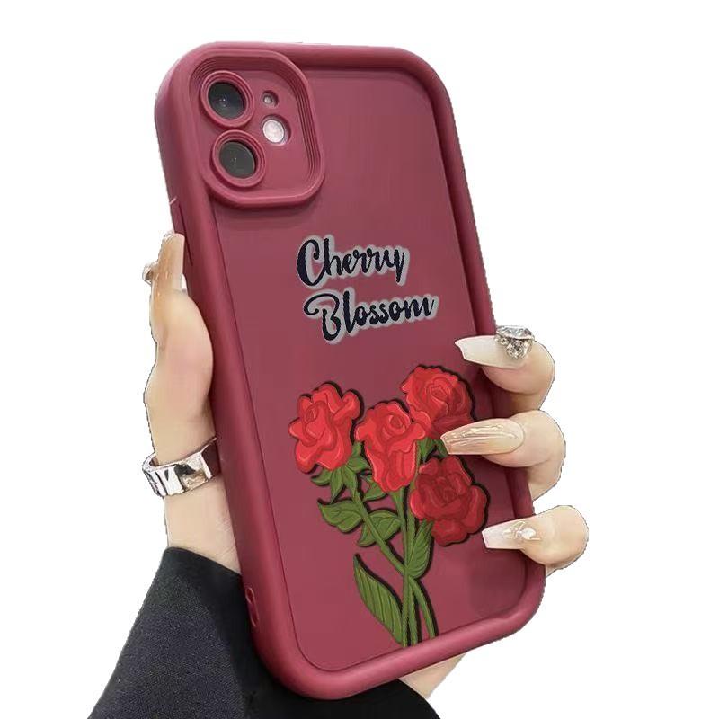 Red Rose Is Suitable for Iphone16pro Mobile Phone Case Apple 15 Foreign Trade 1413promax New 12x11.