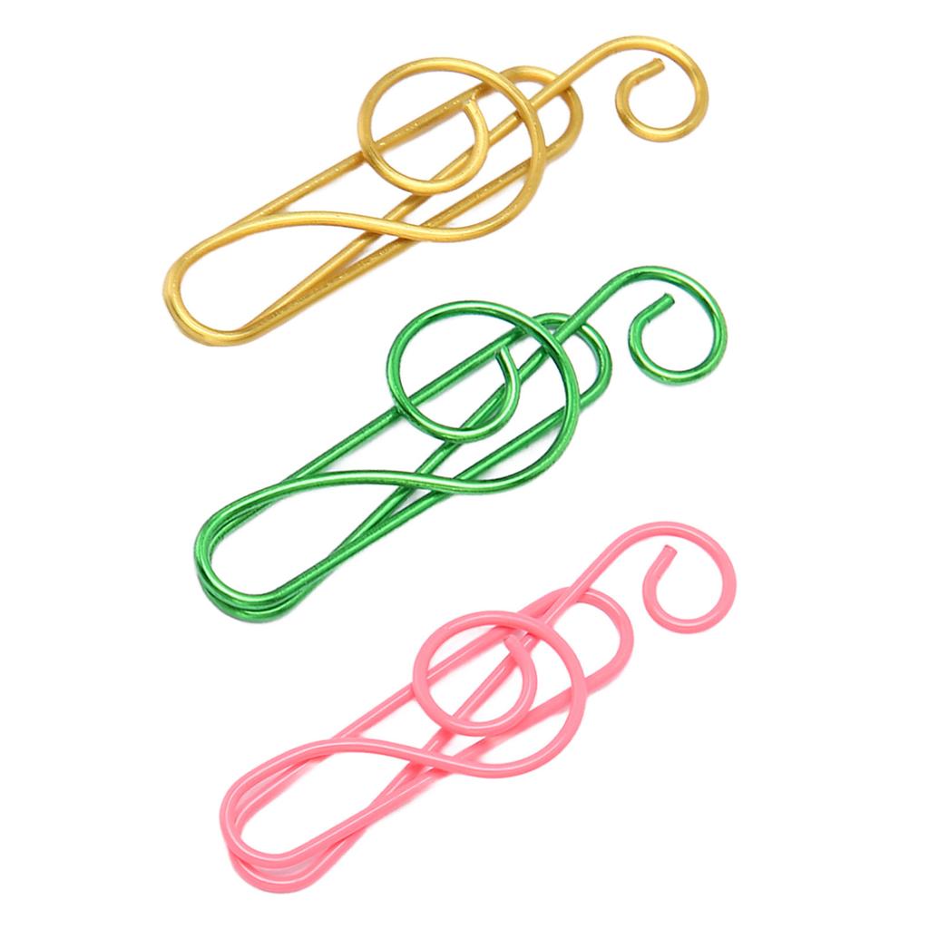100Pcs Fancy Paperclips Music Note Style Anti Slip Metal Box Packed Cute Paper Clips for Notebook Sc