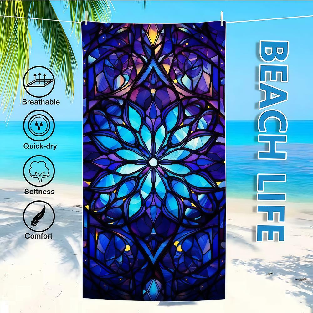 

Towel Mandala Stained Textile Bathrobe Beach Flower Quick-Drying Lightweight Portable Camping Swim Glass Pool Travel W40*H60(CM)