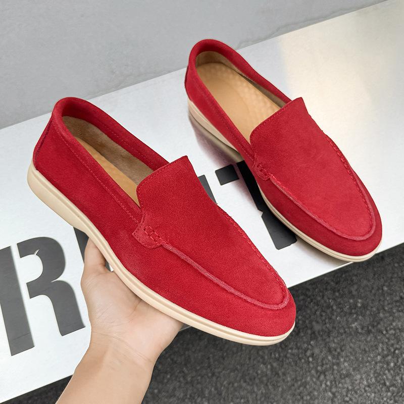Men Classic British Style Loafers Moccasins Cow Suede Genuine Leather Fashion Men's Casual Shoes Mens Outdoor Driving Flats
