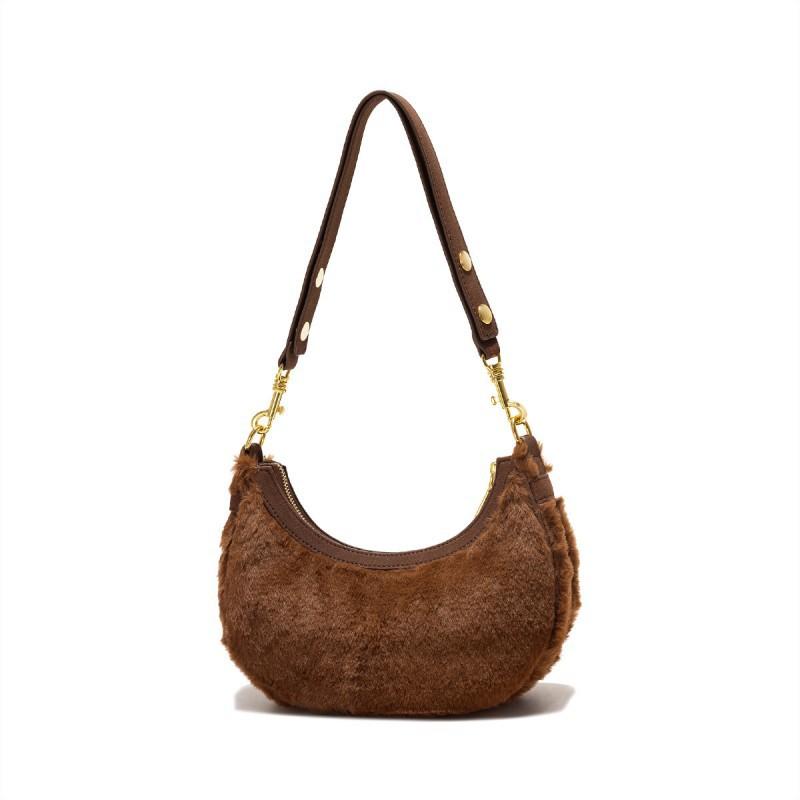 

New Product Retro Suede Underarm Bag 2025 Popular Maillard One-shoulder Cross-body Will Be Issued In One Piece коричневый