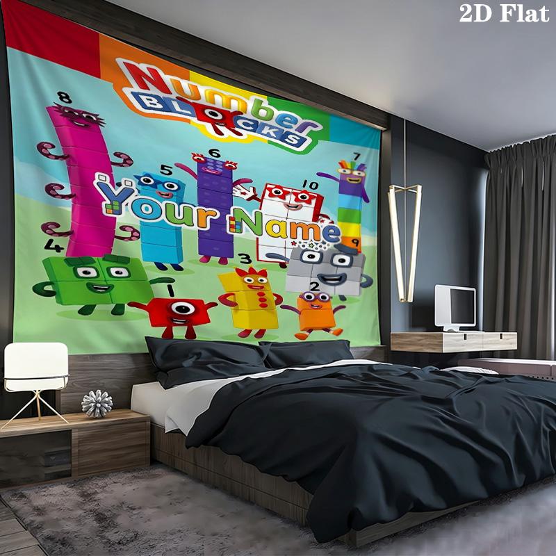 Blocks Clouds Custom Name Wall Tapestry Aesthetic Wall Hanging Printed Fabric Blanket Decorative Tapestries For Bedroom Living Room Home Decor