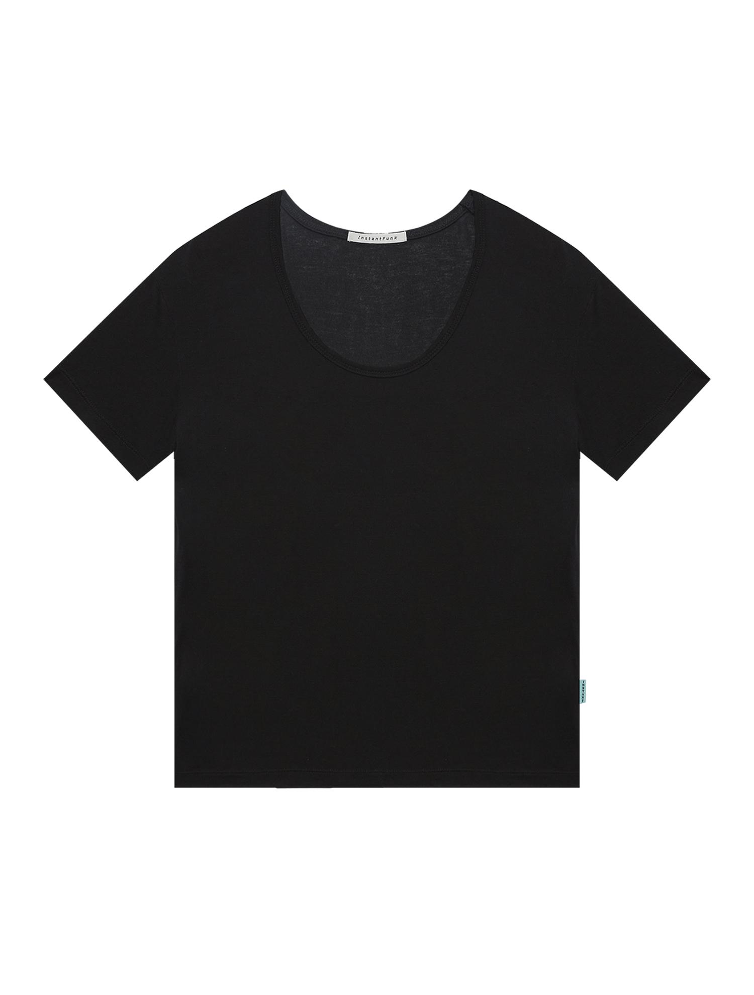 Instant Punk U-Neck Basic T-Shirt - Black Black/Free