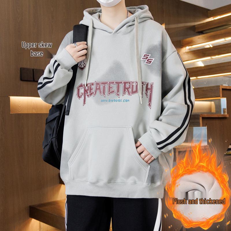 Autumn/Winter Teen Hoodie for Boys, Ages 12-16, Plus Velvet, Thick and Warm