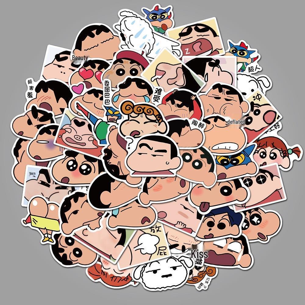 

50 Cute Crayon Shin-chan Stickers: Waterproof Cartoon Designs for Suitcases, Helmets, Scooters, and Journals. Model HT207