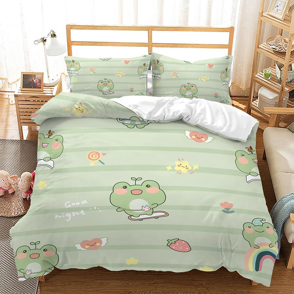 Kit Cartoon Frog 3D Digital Printing Three-Piece Set Four-Piece Set Two-Piece Set Customized