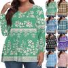 Modisches lässiges Langarm-Oberteil für Damen in Übergröße mit Blumenprint Übergröße Blumenprint-Oberteil