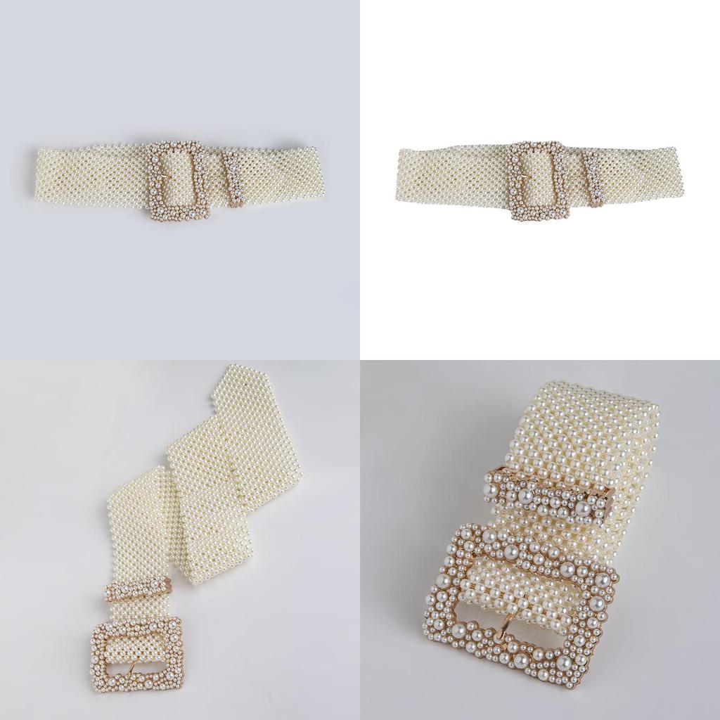 Waist Pearl Artificial Chain With Square Needle Buckle Design For Daily Wear