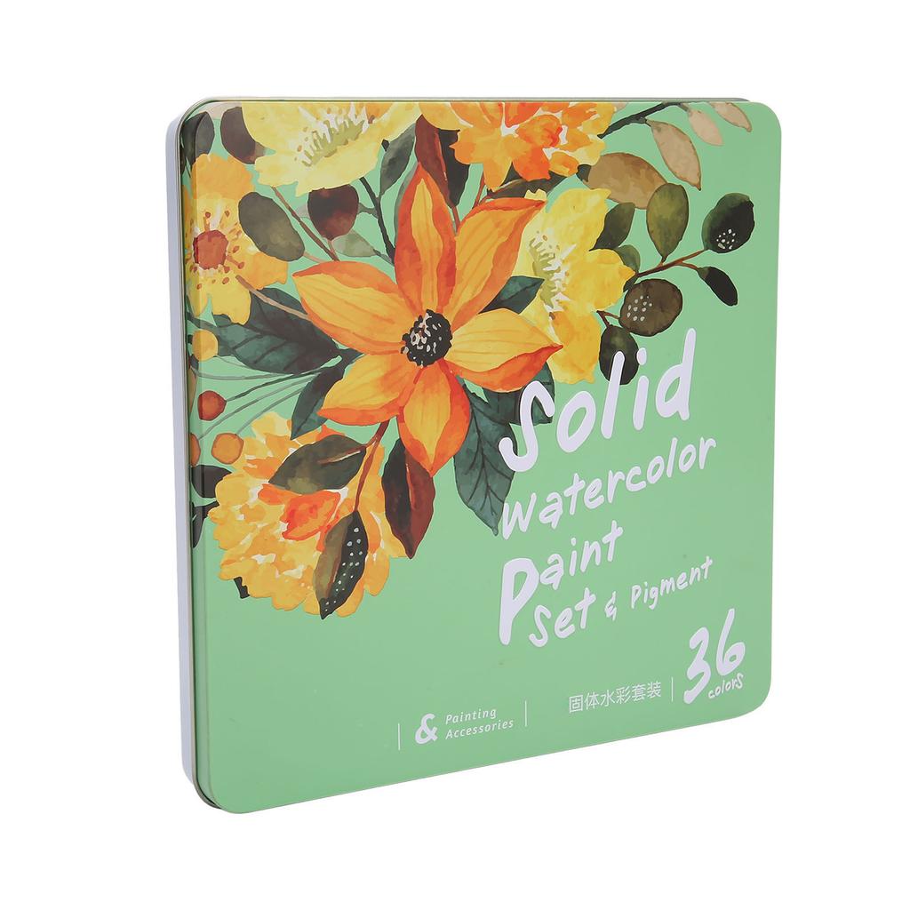 36 Colors Watercolor Paint Set with Brush Refillable Pen Sponge Strong Coloring Power Water Soluble Solid Watercolor