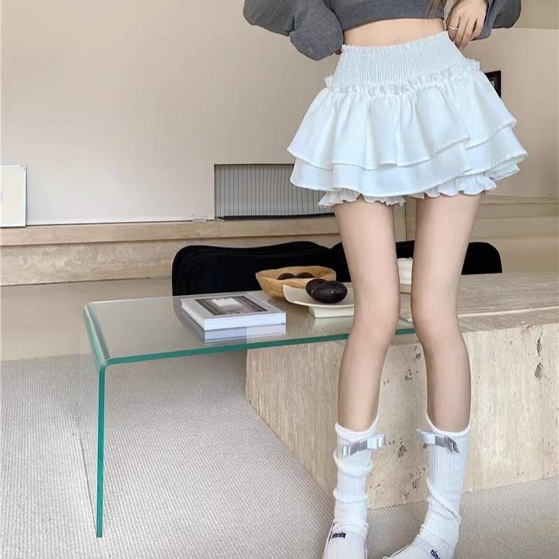 Minisukně Roztomilá sexy baletní jádro elastické společenské šaty s vysokým pasem volánky Patchwork Lolita sukně Krátká korejská sladká Y2K dámské oblečení