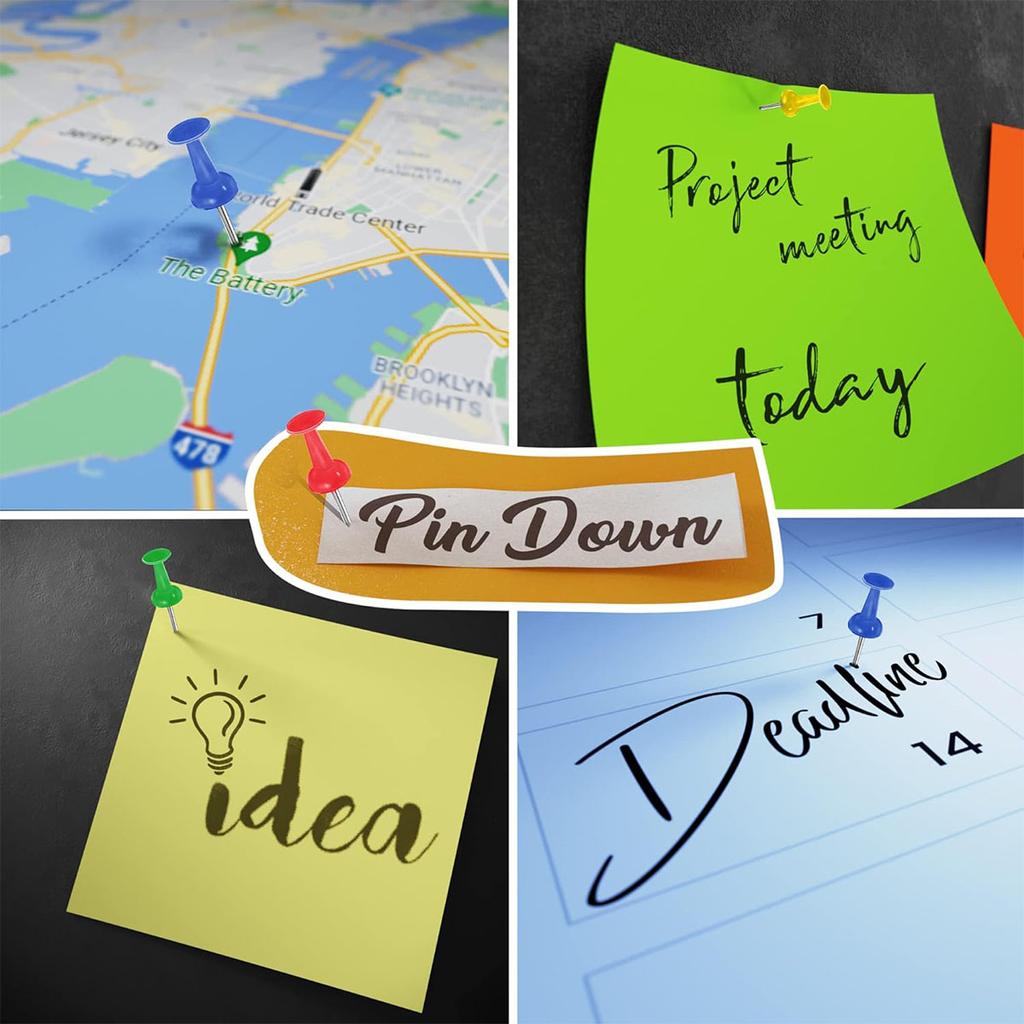 100 ks připínacích špendlíků, připínáčků na nástěnku, špendlíky, nástěnné závěsy na korkové nástěnky Kancelářské barevné špendlíky pro organizaci stolu