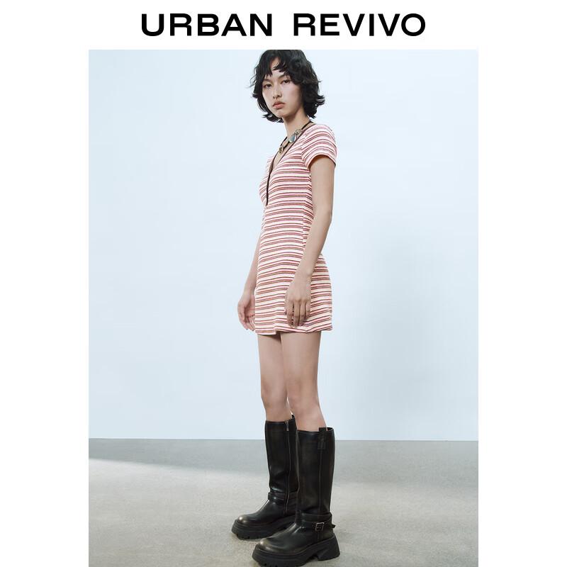 UR 2025 Spring Color-Block Stripe Mini Dress