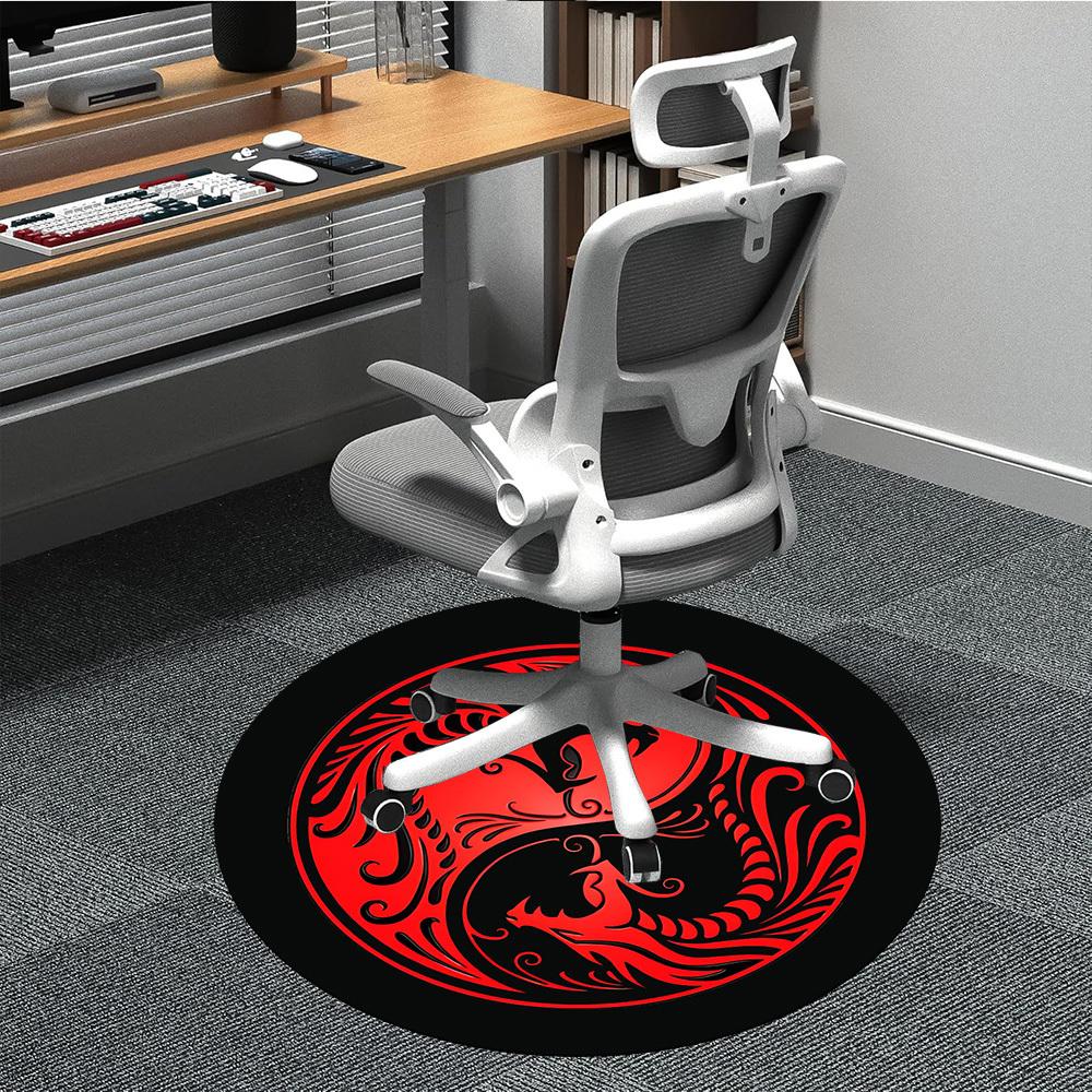 1pc Yin Yang Dragons Office Round Area Rug, Under Office Chairs Bedroom Living Room Home Decor, Room Deco, Available in Various Sizes