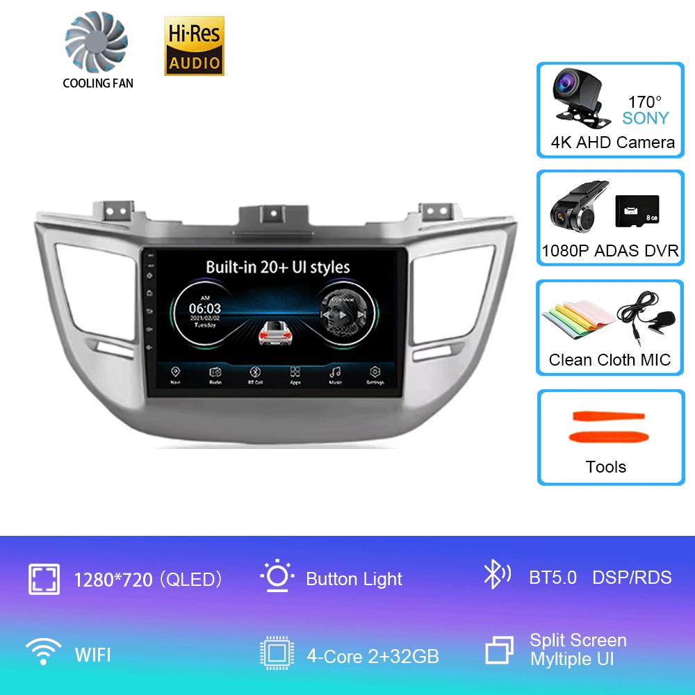 For Hyundai Tucson 2015-2017 Android 14 2din Car Radio Multimedia Video Player GPS Navigation 4G WIFI Carplay 8Core DSP EQ