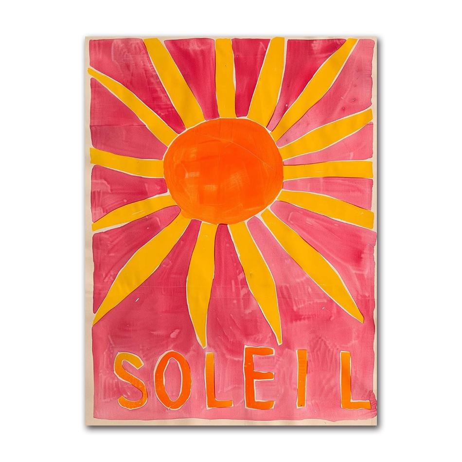Abstract Colourful Sun Ocean Palm Tree Landscape Cactus Poster and Prints Canvas Printing Wall Art Picture for Living Room Decor