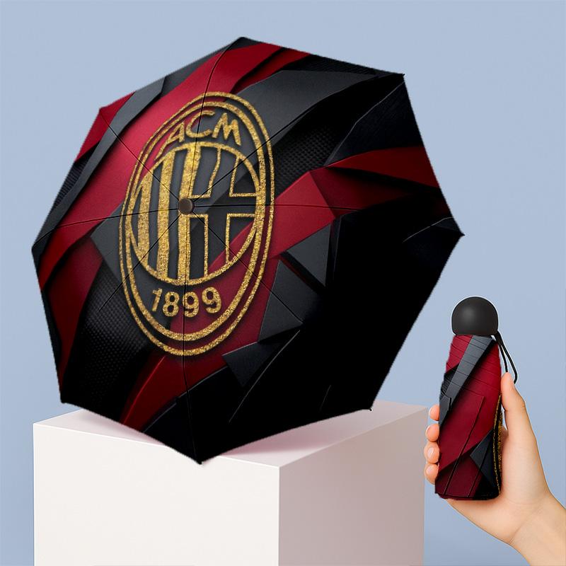 AC Milan Pattern Printed Mini 5 Folds 8 Ribs Compact Umbrella Windproof Waterproof Lightweight Portable Folding