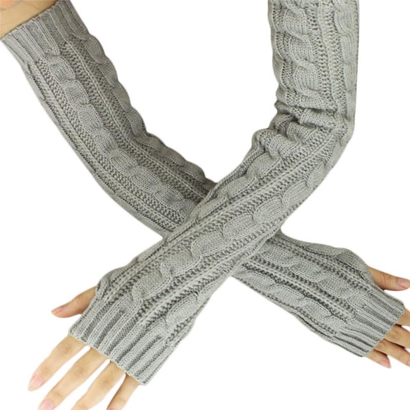 Hemp Flowers  Fingerless Knitted Long Gloves  