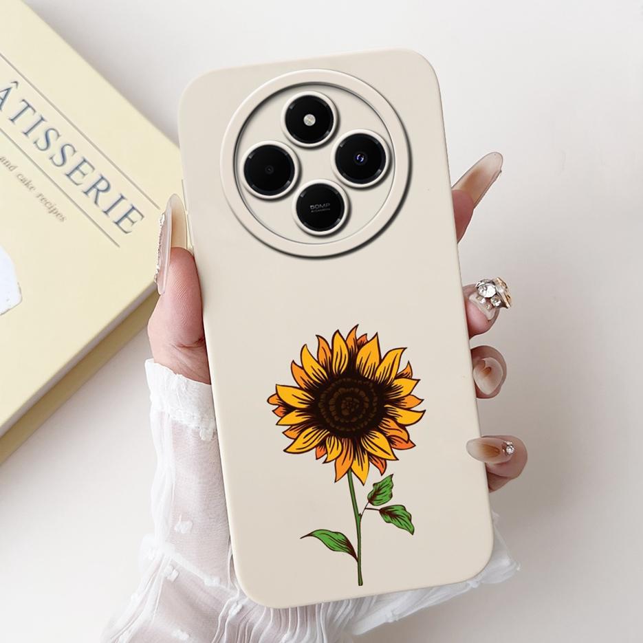 Für Xiaomi Redmi 14C Hülle Stylische Sonnenblume Hübsche Mädchen Rückabdeckung Weiche TPU Handyhülle Für Xiaomi Poco C75 C 75 Redmi14C Fundas