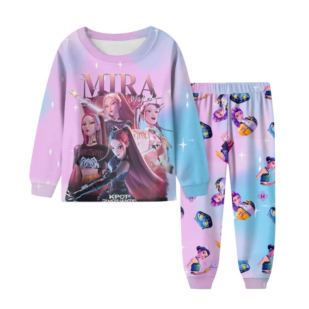 Children's Fashion Suit Skirt Round Neck Long Sleeve Top Pants