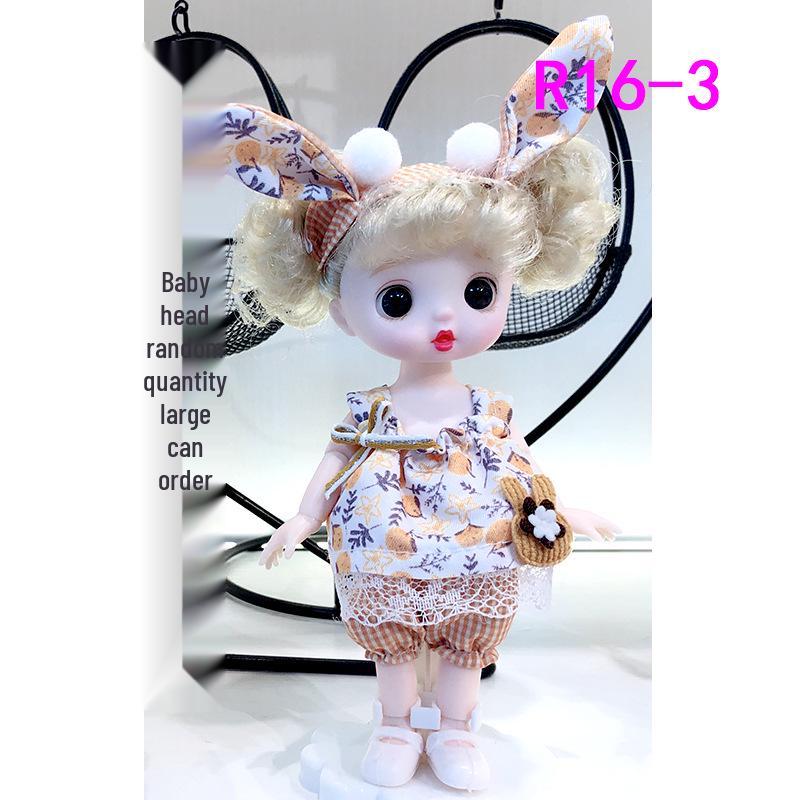 16cm 8-Point BJD Princess Doll with Denim Wedding Dress & Accessories - 6" Dress-Up OB11 Clothes, Tops, and Shorts