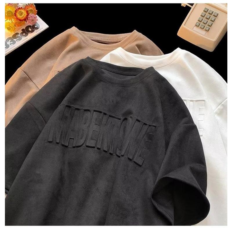 Summer American Retro Ins Fashion Brand Fashion Casual Loose Short Sleeve Youth Popular All-match Round Neck Half Sleeve Clothes