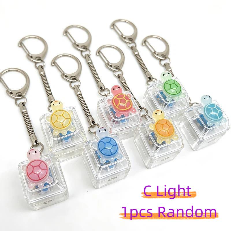 3D Cartoon Turtle Led Keyboard Keychain Fidget Clicker Sensory Stress Relief Toy For Adults Kids