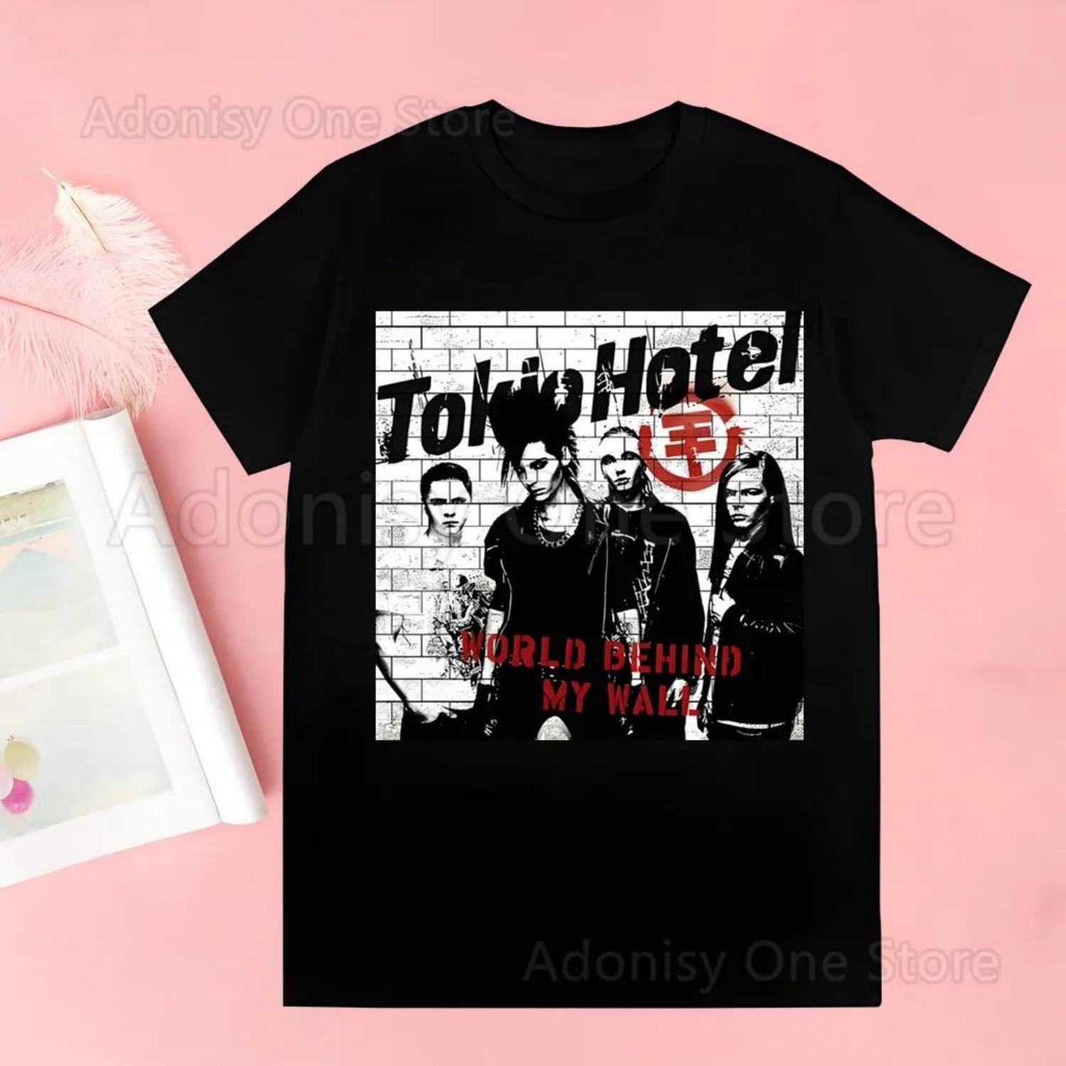 

Рок-группа Tokio Hotel Музыка Принт Харадзюку Унисекс Футболка Унисекс Повседневная рубашка Короткий рукав Унисекс Футболка Графическая печать S чёрный