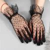 Accessoires Flexibles Doigt Entier Crème Solaire Extensibles Gants à Pois Gants en Tulle à Pois Mitaines en Dentelle