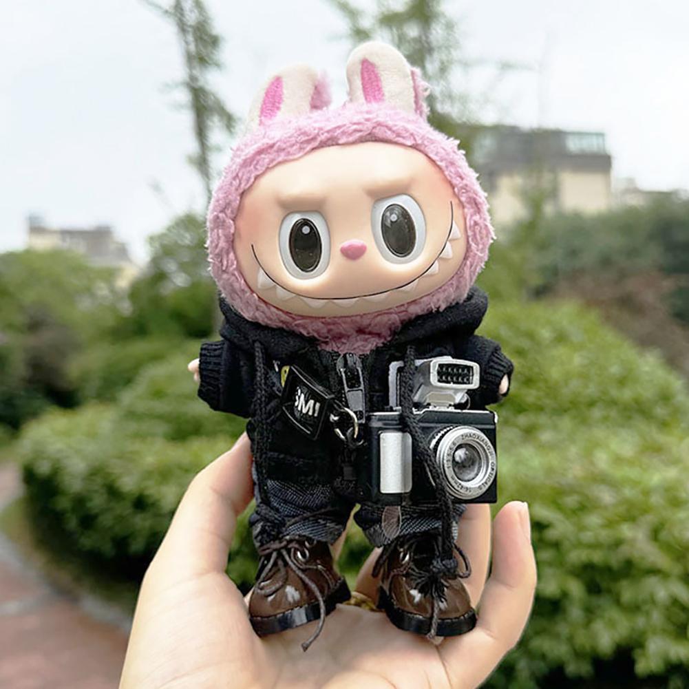 

Для 17 см Кукольная одежда Лабубу Модная одежда Толстовки Кукольная одежда Цветовые толстовки Кукольные аксессуары Милые украшения Маленькая одежда чёрный