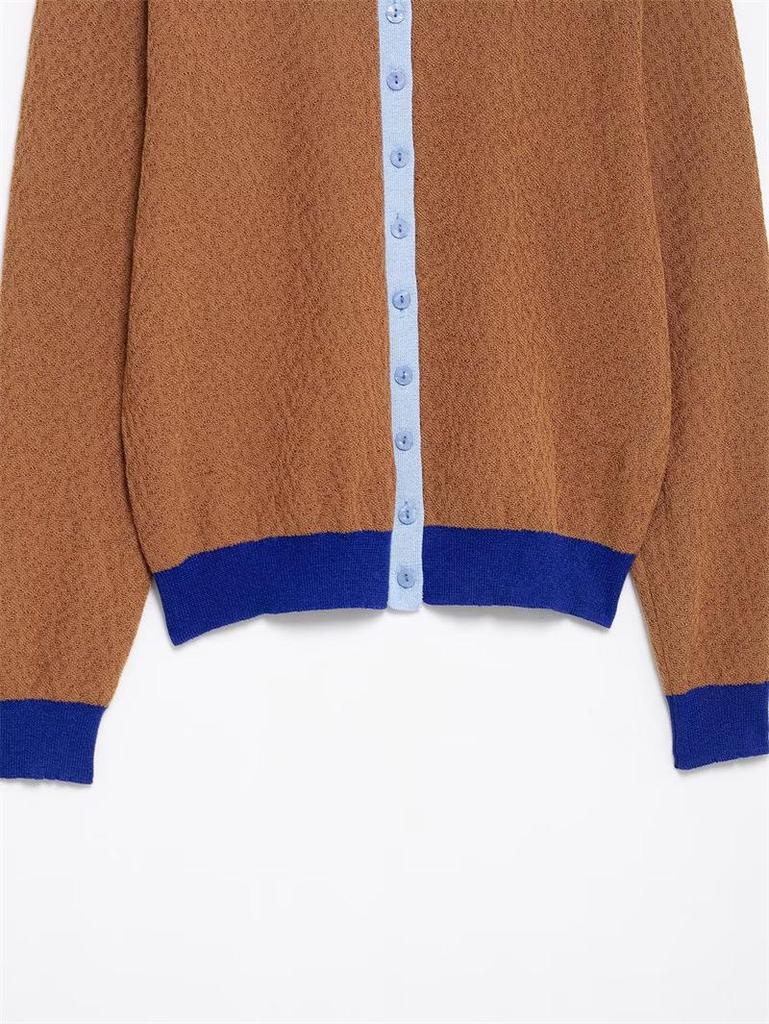 TAOP&ZA Jarní/Letní Dámský Ležérní Jednořadý Pletený Kardigan s Patchworkem