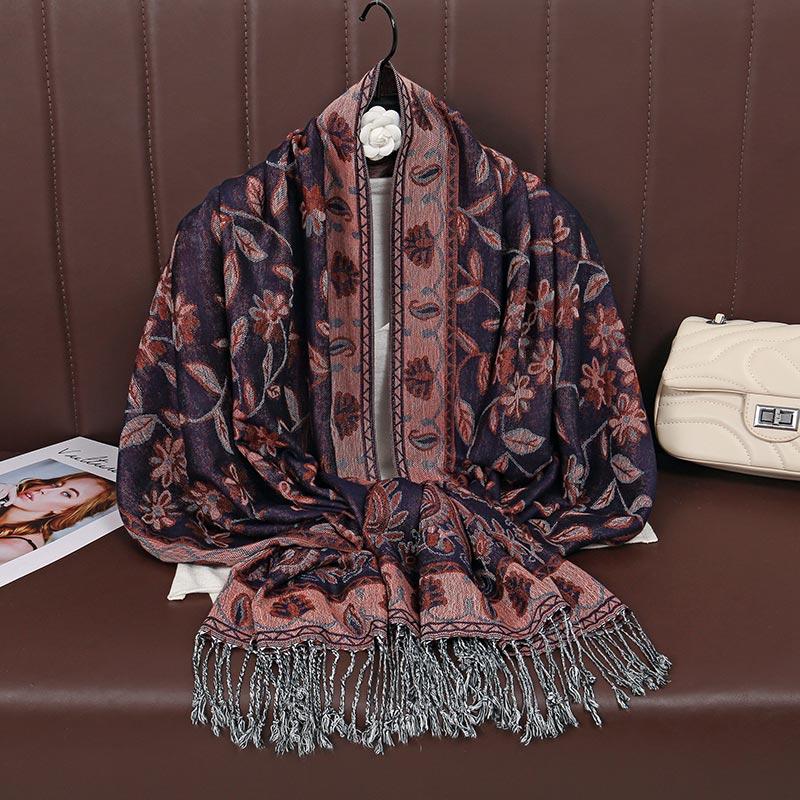 Paisley Pashmina Shawl Scarf Women Jacquard Cashew Printed Scarves Borders Female Tassel Travel Blanket Wraps Ethnic Shawls