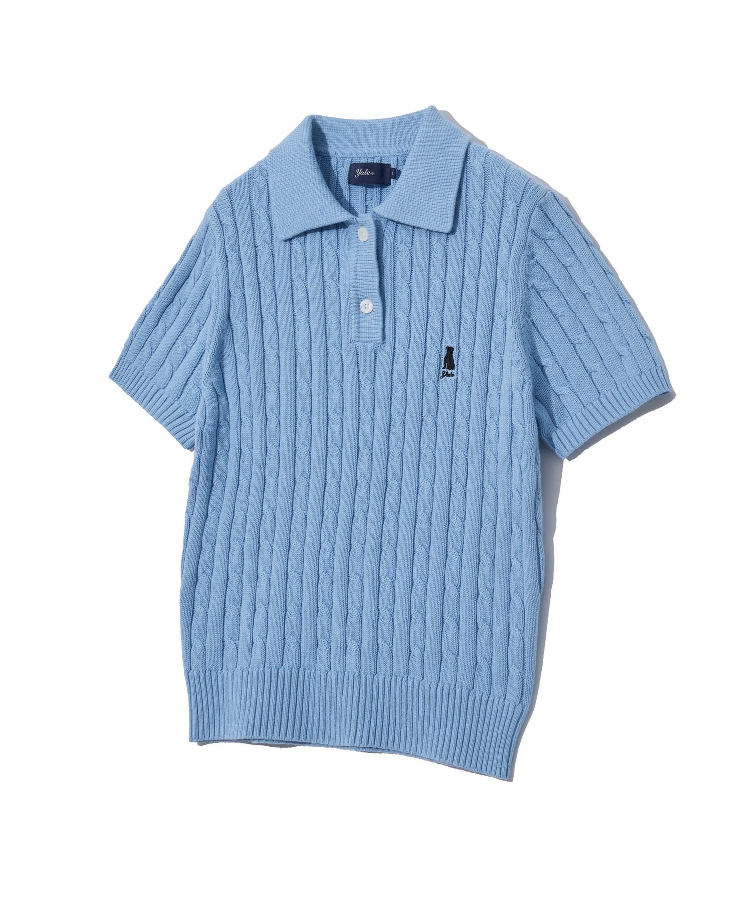 Yale Women S Heritage Dan Cable Short Sleeve Polo Knit Sky Blue Sky Blue/M