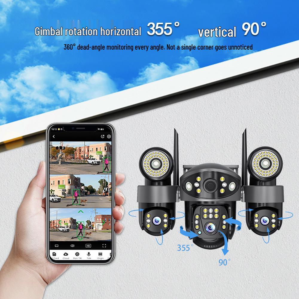V380 Solar-Powered Outdoor Waterproof Camera with Dual Light and Tri-Screen Bullet & Dome Integration