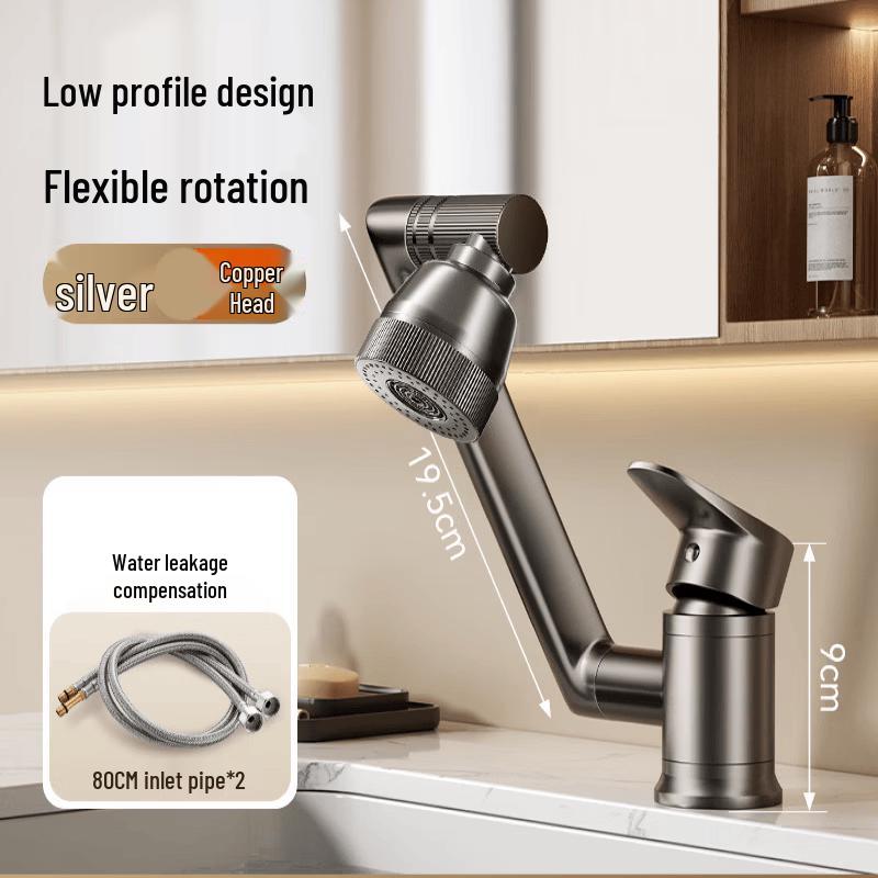 TLXT Gunmetal Grey Ultra-Low Basin Faucet with Universal Swivel