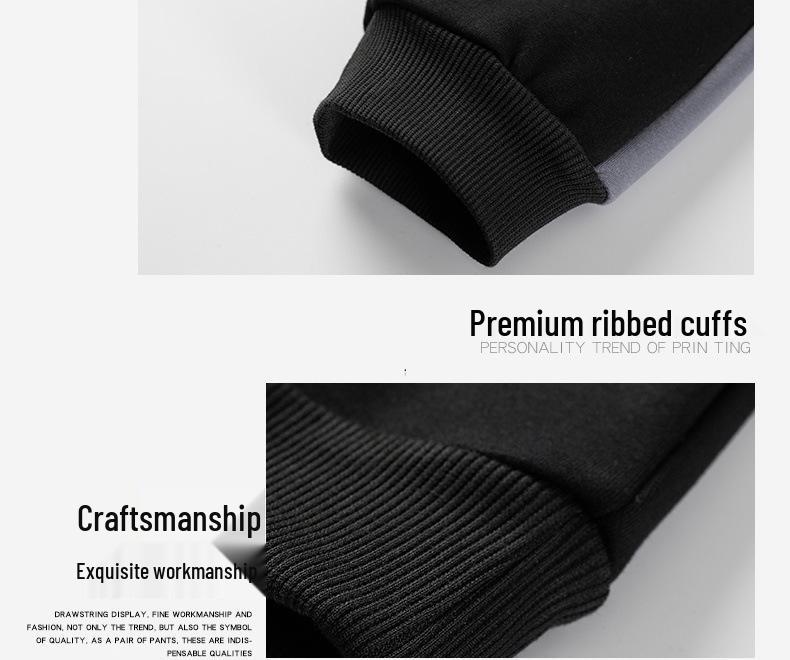 Tide Men's Spliced Round Neck Sweatshirt - Korean Slim Fit, Casual Spring/Autumn Style.