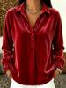 European and American Loose Button Casual Velvet Long Sleeve Polo Collar Shirt