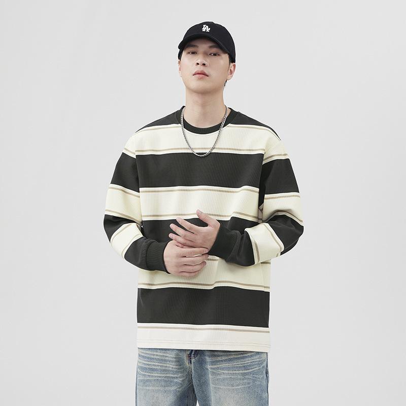 Spring and Autumn New Bottom Long Sleeve American Splicing Striped Long Sleeve