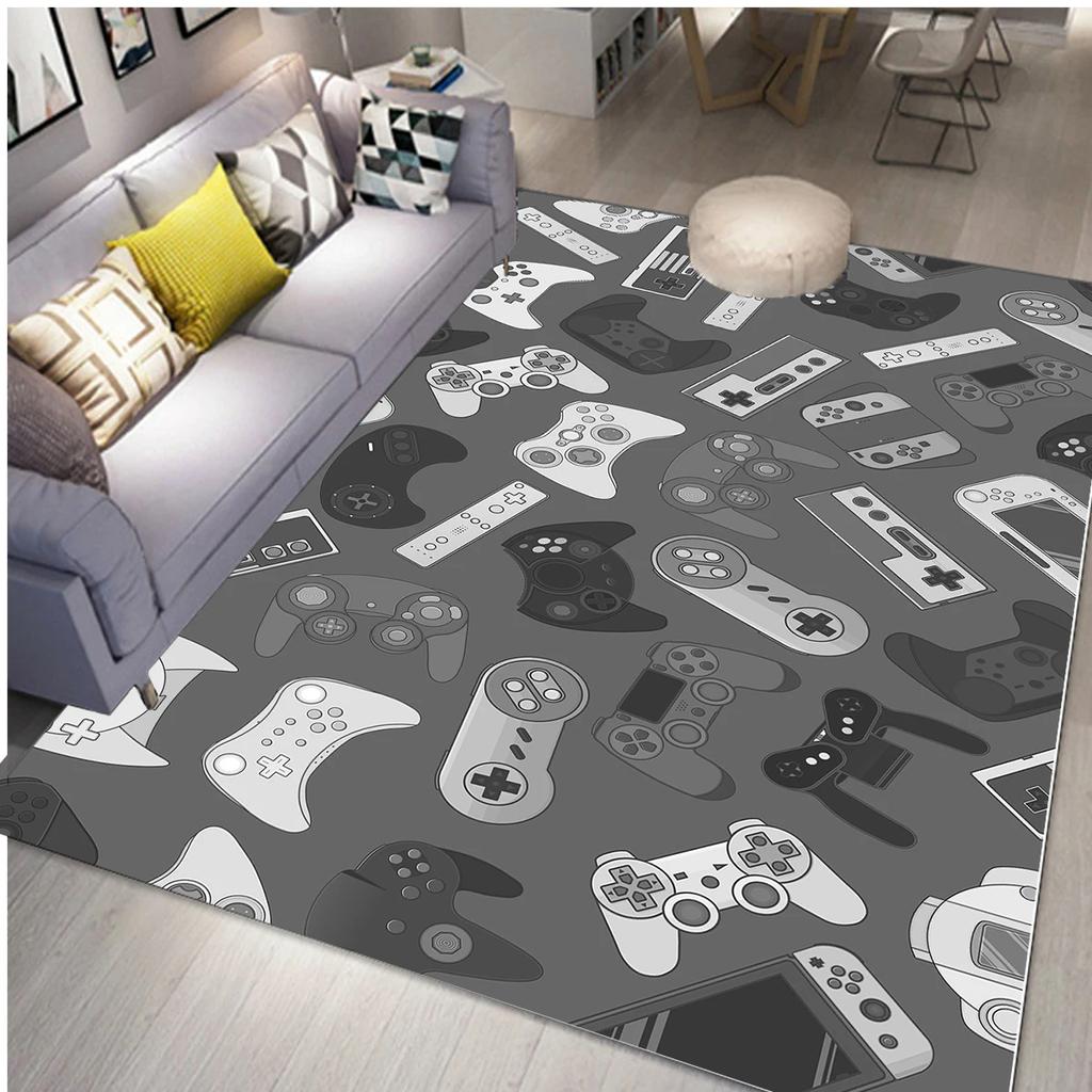 Gaming Area Rug for Kids Boy Bedroom Playroom Living Room Decor Controller Gamepad Carpet Gamer Floor Mat Soft Cool Game Doormat