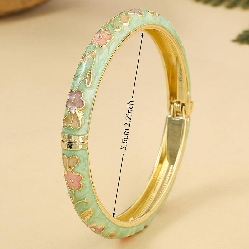 Pastoral Vintage Enamel Bracelet with Oil Droplet Flowers Cloisonne Light Luxury Fresh Design