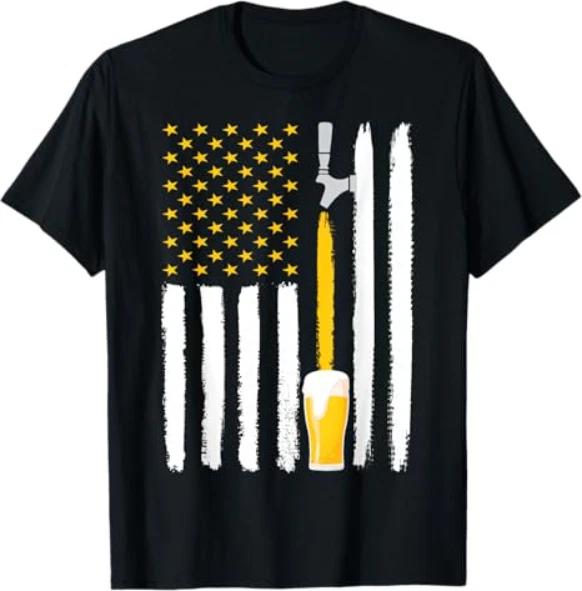 Craft Beer American Flag USA 4th July Brewery T-Shirt 4XL