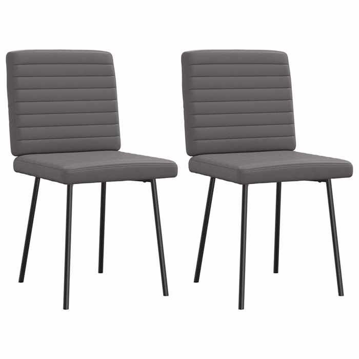 VidaXL Dining Chairs Set of 2 Grey Faux Leather, Chair, Living Room Chair, Accent Chair, Kitchen Chair, Seat At 4101168