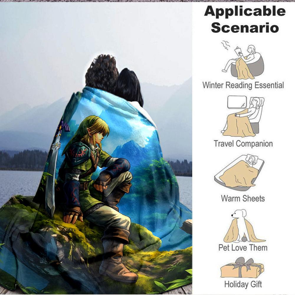 1PC Hylian Shield, Legend of Zelda Blanket, Throw For Sofa, Bed, Travel, Camping, Livingroom,
