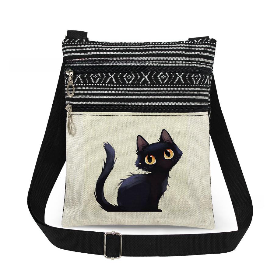 1PC Cat Print Tote Bags Women Shoulder Handbags Postman Package 6960