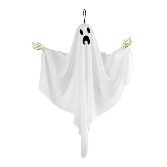 Hanging Ghost Decoration Halloween Outdoor Flying White Cloth Ghost with Bendable Skeleton Hands for Front Porch Yard Tree Decor